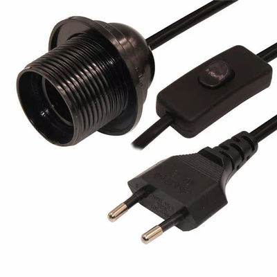 Cable EU Plug to E26 Bulb Holder Cable com 303 Switch para Lampas de Mesa Lampas de Tecto 250V 4A