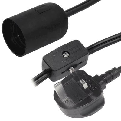 Cabo de adaptador de tomada de lâmpada E27 com interruptor de ligação/desligação em linha, conversor de porta-lâmpadas para lâmpadas de mesa, 10A 250V