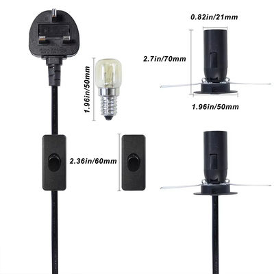 E14 cabo de conversão de tomada de lâmpada com conector do Reino Unido e interruptor 303, 250V 3A para luminárias antigas