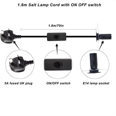 E14 cabo de conversão de tomada de lâmpada com conector do Reino Unido e interruptor 303, 250V 3A para luminárias antigas