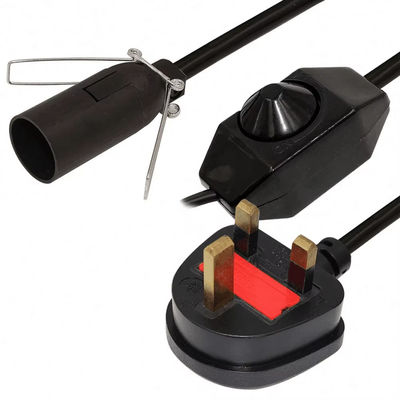 Reino Unido Plug E14 Bulb Holder Adapter Cable With Adjustable Dimmer Switch & CE Certification - BS1363 Acessórios de Iluminação de Segurança Padrão