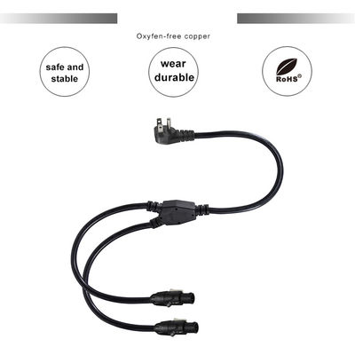 PowerCON Y Splitter Cable NEMA 5-15P para Dual PowerCON Out 1 homem para 2 mulheres para iluminação de palco e equipamentos de áudio