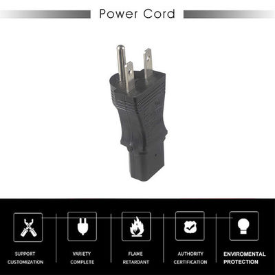 Grade industrial NEMA 5-15P a IEC 320 C13 Plug de adaptador de alimentação para rack de servidor/data center com 125V 15A de alta corrente e caixa à prova de fogo (compatível com a norma UL)