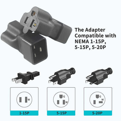 NEMA 5-15R para IEC 320 C20 Adaptador de conector de conversor para centro de dados / uso industrial, conector de energia durável de 250V 15A