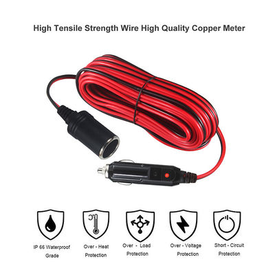 Limpador de cigarro de carro de macho a mulher Socket Limpador de cigarro Adaptador de cabo 1.2M SPT-2 16AWG 12V para alimentação do veículo