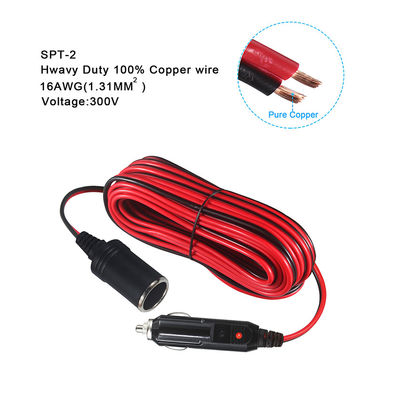 Limpador de cigarro de carro de macho a mulher Socket Limpador de cigarro Adaptador de cabo 1.2M SPT-2 16AWG 12V para alimentação do veículo