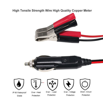 12V/24V Cigarette lighter to battery clips Adaptador de cabo para alimentação de emergência do carro Carregador solar dispositivo portátil 16AWG