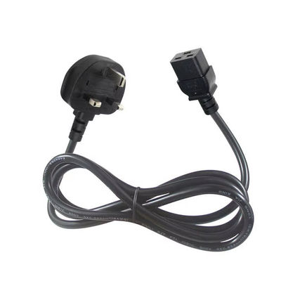 Reino Unido para C19 cabo de energia de carga pesada para centros de dados 16A 250V 14AWG 1.2M preto BS1363 Certificado de segurança