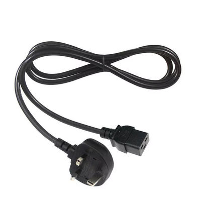 Reino Unido para C19 cabo de energia de carga pesada para centros de dados 16A 250V 14AWG 1.2M preto BS1363 Certificado de segurança