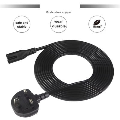 Cabo de alimentação UK Plug C7 1.5M 250V 2.5A PVC para Laptop