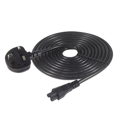 Cabo de alimentação de 250V 5A do Reino Unido para C5 para laptops e monitores Home Office com cabo flexível sem emaranhadas de 18AWG 1.2M