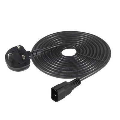 Cabo de alimentação do Reino Unido para o C14 1.2M 250V 10A 16AWG Cable blindado para UPS/Server Rack/Dispositivo Médico (IP67/RoHS/BS1363)