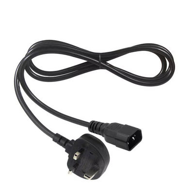 Cabo de alimentação do Reino Unido para o C14 1.2M 250V 10A 16AWG Cable blindado para UPS/Server Rack/Dispositivo Médico (IP67/RoHS/BS1363)