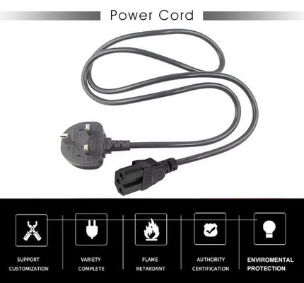 UK C15 Power Cord 3-Pin Plug to IEC C15 Cable para aparelhos industriais