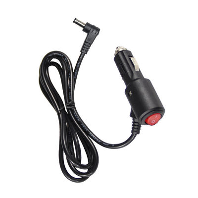 Carregador de carro angular de 12V/24V com interruptor de ligação e desligação - Cabo de alimentação de 90 graus de corrente contínua para carregamento de dispositivos eletrônicos de automóveis e USB