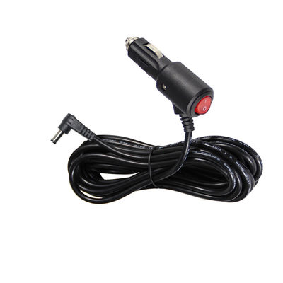 Carregador de carro angular de 12V/24V com interruptor de ligação e desligação - Cabo de alimentação de 90 graus de corrente contínua para carregamento de dispositivos eletrônicos de automóveis e USB