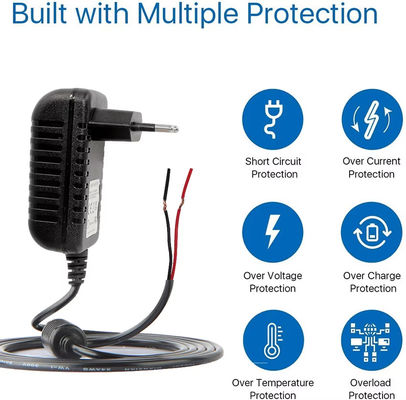 Cabo de alimentação da UE com extremo de fio desnudo 2 pin European Plug to Open Wire Cabo AC para bricolage, LED, fonte de alimentação