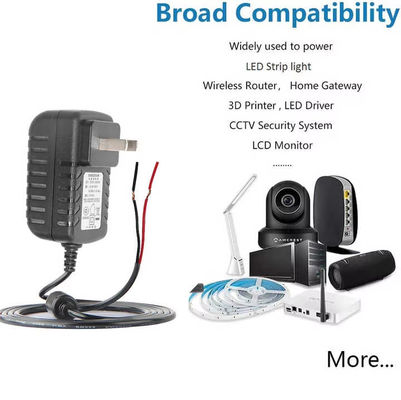 US Plug AC Power Cord to Bare Wire 2 Prong NEMA 1-15P to Stripped End Cable for LED Driver/ Power Supply/ DIY