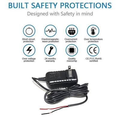 US Plug AC Power Cord to Bare Wire 2 Prong NEMA 1-15P to Stripped End Cable for LED Driver/ Power Supply/ DIY