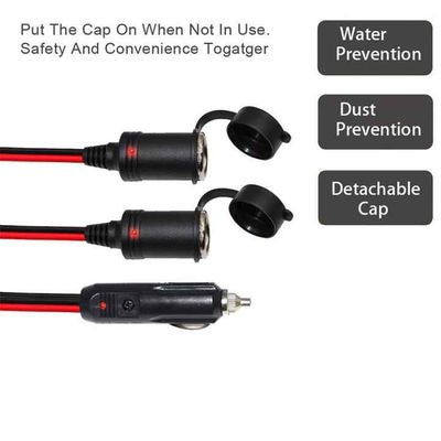 Adaptador de divisor de tomada de cigarro de automóvel de 2 em 1 para extensão de energia do veículo de 12V/24V