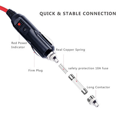 12V auto cigarro isqueiro plugue para DC conector cabo de alimentação para Dash Cam Router Cooler e dispositivos DIY