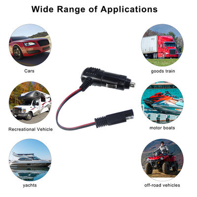 Plug do isqueiro de cigarros de 12 V com interruptor para cabo de alimentação do conector SAE para carregador de bateria de painel solar e uso de motocicleta