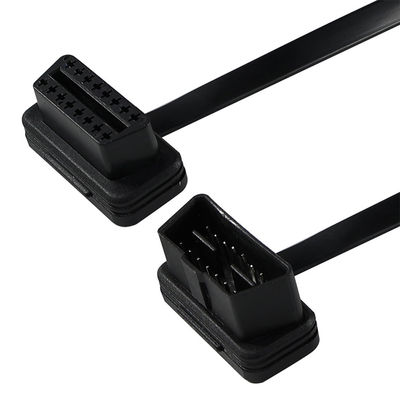 Cabos de extensão de fita plana OBD-II com conector de 16 pinos de sexo masculino para sexo feminino para rastreador de diagnóstico de veículos GPS
