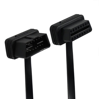 Cabos de extensão de fita plana OBD-II com conector de 16 pinos de sexo masculino para sexo feminino para rastreador de diagnóstico de veículos GPS