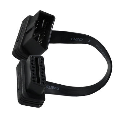 Cabos de extensão de fita plana OBD-II com conector de 16 pinos de sexo masculino para sexo feminino para rastreador de diagnóstico de veículos GPS