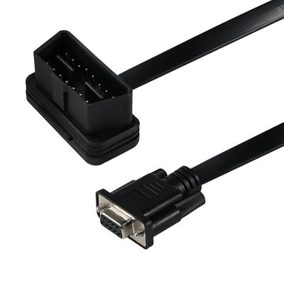 Cabo de adaptador de diagnóstico OBD-II para DB9 com conector em série de 16 pines masculino para 9 pines para interface de ferramenta de varredura de veículos