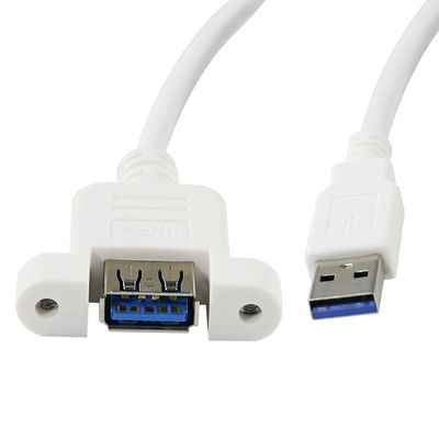 Cabo de Extensão USB 3.0 A Macho para Fêmea com Furos para Parafusos de Montagem em Painel para Transferência de Dados e Extensão de Dispositivo 3 pés/4 pés/5 pés