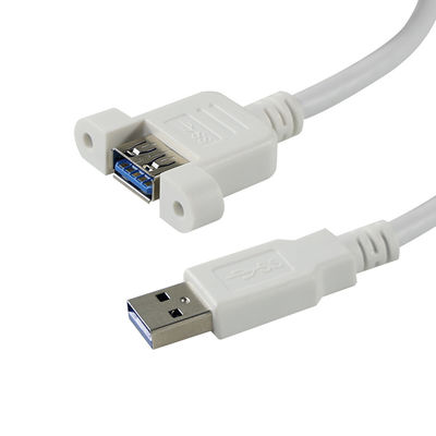 Cabo de Extensão USB 3.0 A Macho para Fêmea com Furos para Parafusos de Montagem em Painel para Transferência de Dados e Extensão de Dispositivo 3 pés/4 pés/5 pés