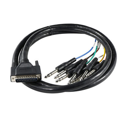 DB - 25 a 6,35 mm TS Audio Breakout Cable Shielded 28AWG para Pro Audio Equipment/Recording Studios com 4ft de comprimento
