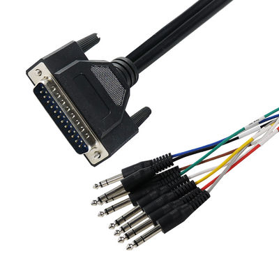 DB - 25 a 6,35 mm TS Audio Breakout Cable Shielded 28AWG para Pro Audio Equipment/Recording Studios com 4ft de comprimento