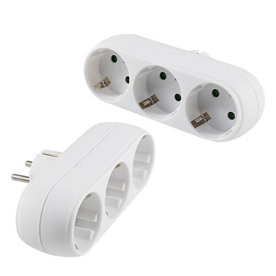 Adaptador europeu de tomada de energia de 3 vias com 3 tomadas de corrente alternada 250 V 10 A