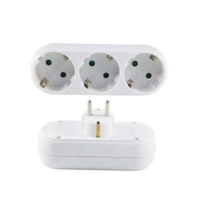 Adaptador europeu de tomada de energia de 3 vias com 3 tomadas de corrente alternada 250 V 10 A