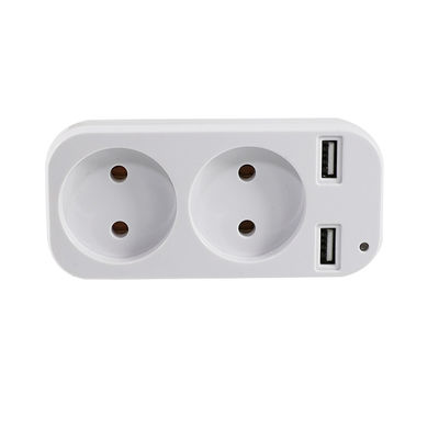 Adaptador de tomada de parede de tomada dupla da UE com 2 portas USB 250V 10A