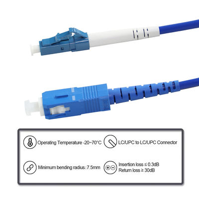 Cabo Patch Cord de Fibra Óptica SC para LC - Cabo Jumper Monomodo ou Multimodo para FTTH, Data Centers, ODF, Aplicações de Telecomunicações