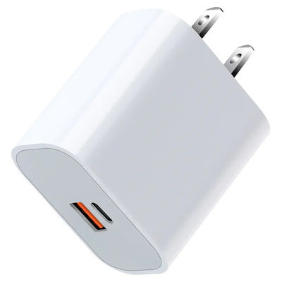 Carregador de parede de 2 pinos dos EUA 30W com duas portas – Adaptador de energia com saída USB-C e USB-A para carregamento rápido de telefone, tablet, câmera