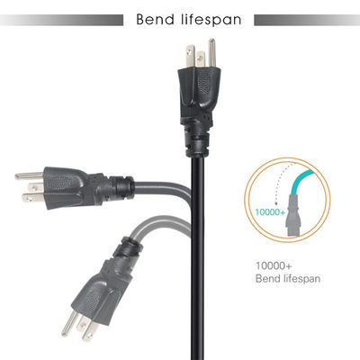 NEMA 5-15P a C13 Cordão de alimentação 6ft 18AWG para computadores e monitores