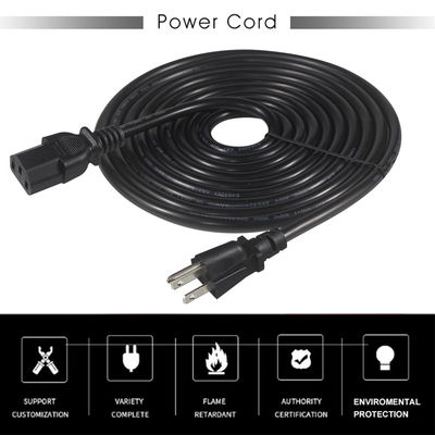 QIUCABLE Monitor Substituição de cabo de alimentação 12ft - Cabo de alimentação de computador para PC, NEMA 5-15P para conector IEC C13 SJT 18AWG (B09N3K9VJT)