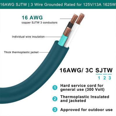 90 graus Plug plana NEMA 5-15P para 5-15R cabo de extensão exterior 6ft