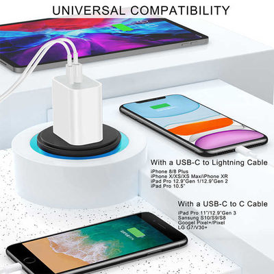 Carregador de parede USB duplo de 18W com 2 pinos dos EUA – Adaptador de energia de carregamento rápido Tipo-C e USB-A para smartphone, tablet, câmera