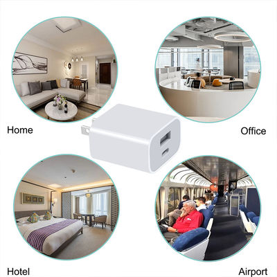 Carregador de parede USB duplo de 18W com 2 pinos dos EUA – Adaptador de energia de carregamento rápido Tipo-C e USB-A para smartphone, tablet, câmera