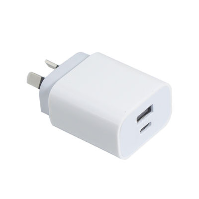 Carregador de parede de 2 pinos AU de 20W com duas portas – Adaptador de energia de carregamento rápido USB-C e USB-A para telefone, tablet, câmera, uso em viagens