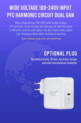 Carregador de parede USB-C de alta potência EU de 2 pinos 140W – Adaptador de carregamento rápido Type-C para laptop, tablet, Steam Deck, MacBook, uso em viagens