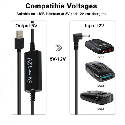 Cabo de alimentação USB para DC em ângulo reto de 5V a 12V - Adaptador de aumento de tensão para roteador, fita LED, câmera, ventilador