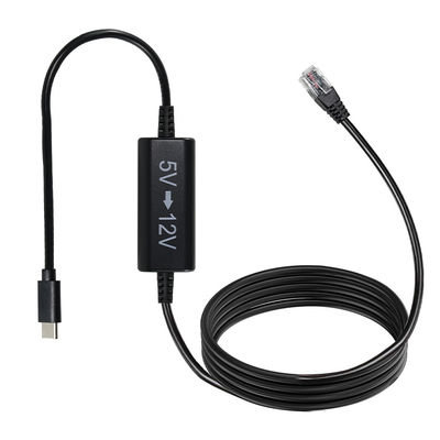 Cabo USB-C para 12V Step-Up com Plugue DC em Ângulo Reto - Cabo Conversor de Energia de 5V para 12V para Roteador, LED, Câmera, Ventilador