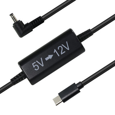 Cabo USB-C para 12V Step-Up com Plugue DC em Ângulo Reto - Cabo Conversor de Energia de 5V para 12V para Roteador, LED, Câmera, Ventilador