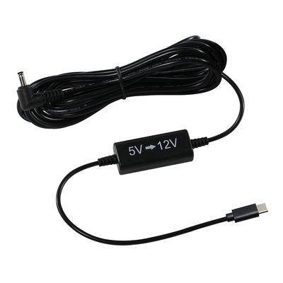 Cabo USB-C para 12V Step-Up com Plugue DC em Ângulo Reto - Cabo Conversor de Energia de 5V para 12V para Roteador, LED, Câmera, Ventilador